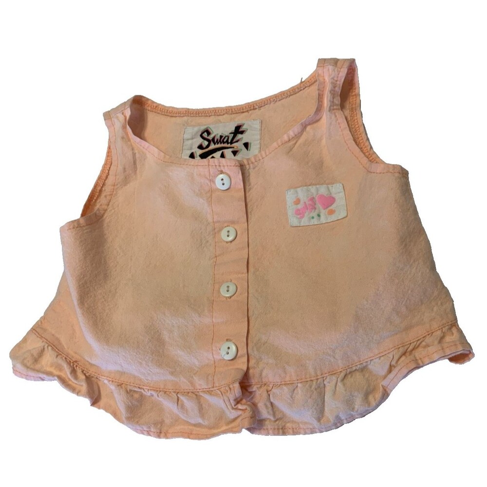Swat 80’s Neon Orange Girls Tank Top sz 5 Cotton USA